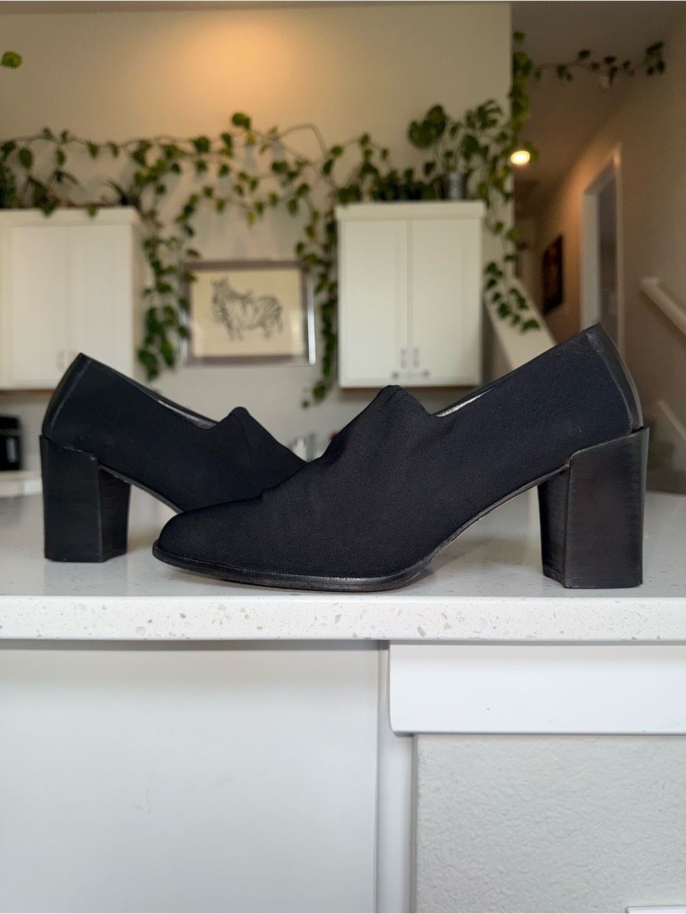 Donald J. Pliner Black Block Heel Slip-On Pumps